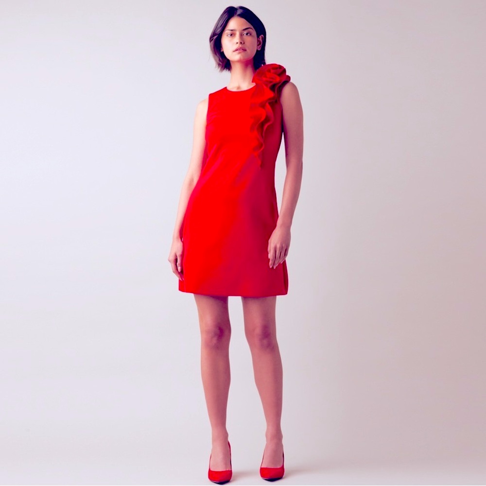 Jason Wu Elegant Red Dress with Ruffle Detail